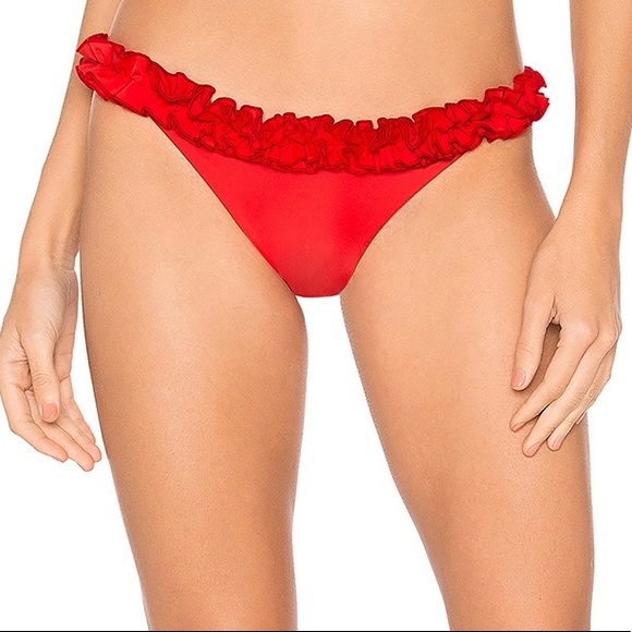 Lolli Swim x REVOLVE Red Ruffle Bikini Bottoms - Picture 1 of 5